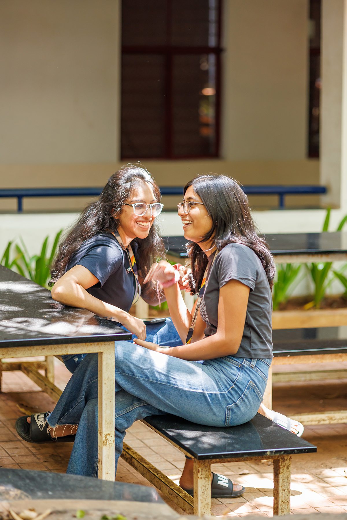 Conversations and friendships across the courtyard.